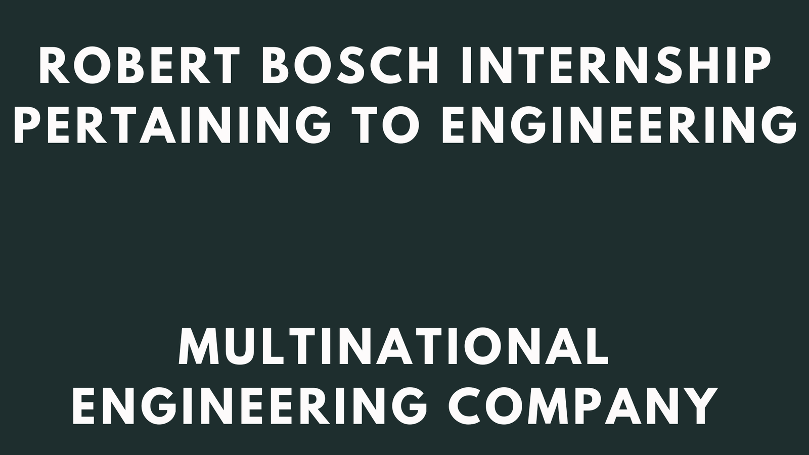 Robert Bosch Internship